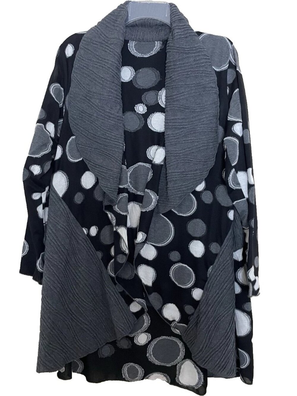 Heydari Open Cardigan Jacket Size Medium Polka Dot Artsy Art to Wear Lagenlook